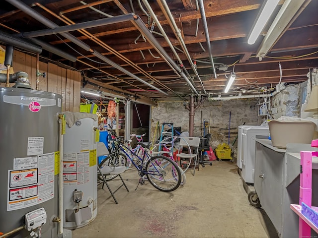 88 Amsterdam Ave, Bridgeport, CT 06606 - unfinished basement with gas water heater and washer and clothes dryer