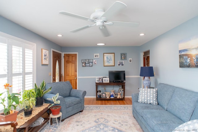2 Oak Ter, Stratford, CT 06614 - living room with wood finished floors, recessed lighting, and ceiling fan