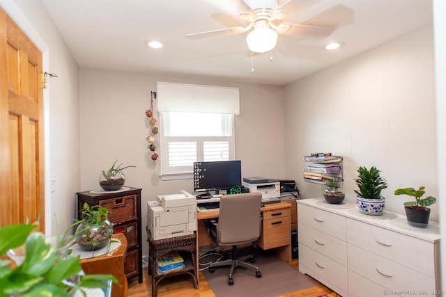 2 Oak Ter, Stratford, CT 06614 - office space featuring a ceiling fan, light wood-style flooring, and recessed lighting