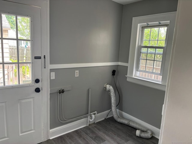 954 Birmingham St, Bridgeport, CT 06606 - laundry area featuring plenty of natural light, dark wood-style floors, hookup for a washing machine, and electric dryer hookup