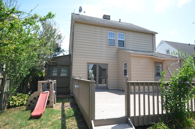954 Birmingham St, Bridgeport, CT 06606 - rear view of property featuring a wooden deck