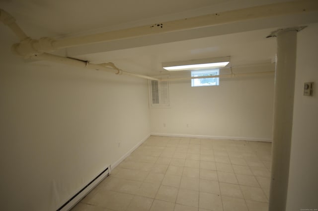 954 Birmingham St, Bridgeport, CT 06606 - below grade area with a baseboard radiator and baseboards