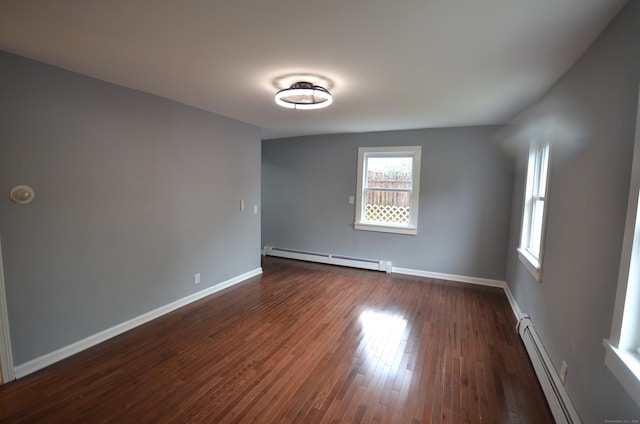 171 Wake St, Bridgeport, CT 06610 - empty room with a baseboard heating unit and dark wood-type flooring