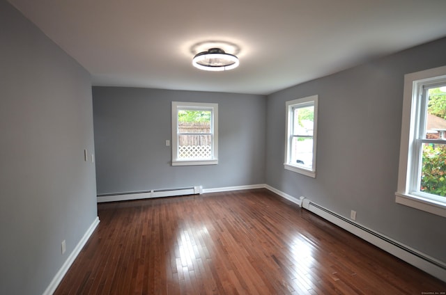171 Wake St, Bridgeport, CT 06610 - empty room featuring a baseboard radiator and dark wood-style floors
