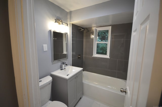 171 Wake St, Bridgeport, CT 06610 - full bathroom featuring vanity, shower / tub combination, and marble finish flooring