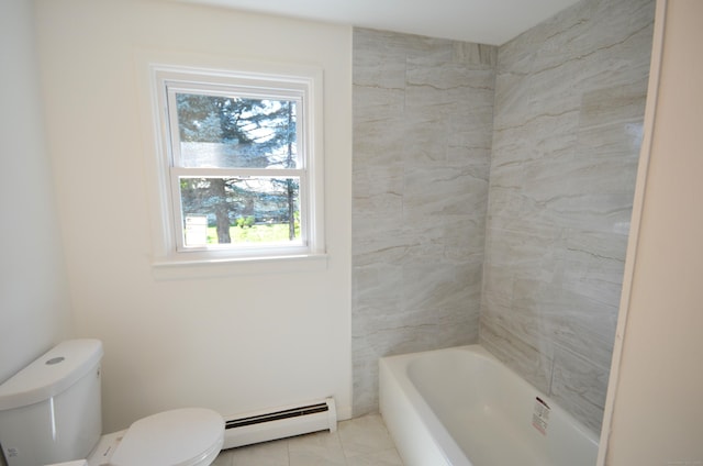 335 Wiklund Ave, Stratford, CT 06614 - bathroom with baseboard heating, a tub to relax in, and tile patterned floors