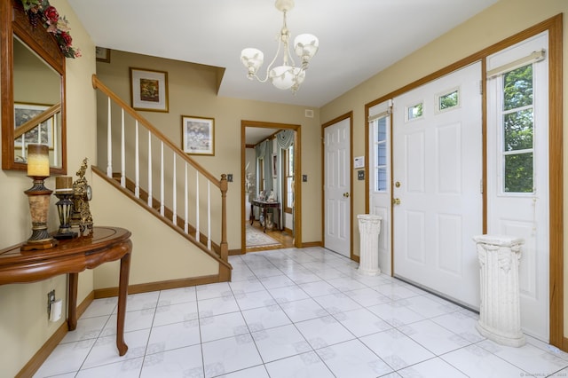 491 Hammertown Rd, Monroe, CT 06468 - foyer entrance with a chandelier and stairway