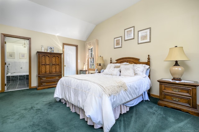 491 Hammertown Rd, Monroe, CT 06468 - carpeted bedroom with vaulted ceiling and ensuite bathroom