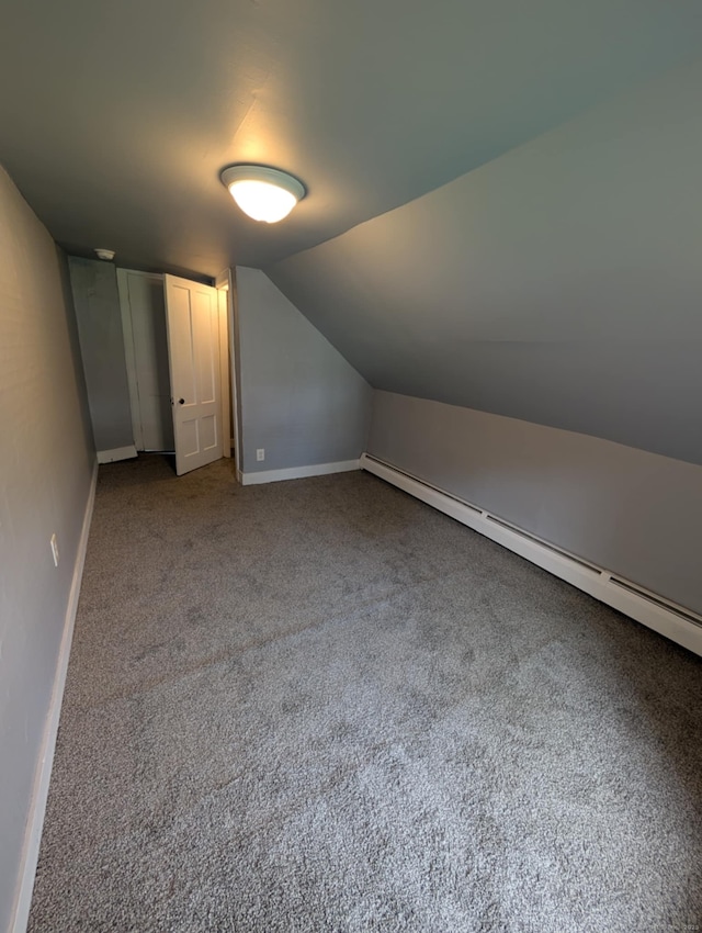 18 Highland St, Plainfield, CT 06354 - additional living space featuring carpet floors, vaulted ceiling, and a baseboard radiator