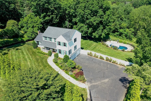 803 Grassy Hill Rd, Orange, CT 06477 - view from above of property with a forest and a pool area