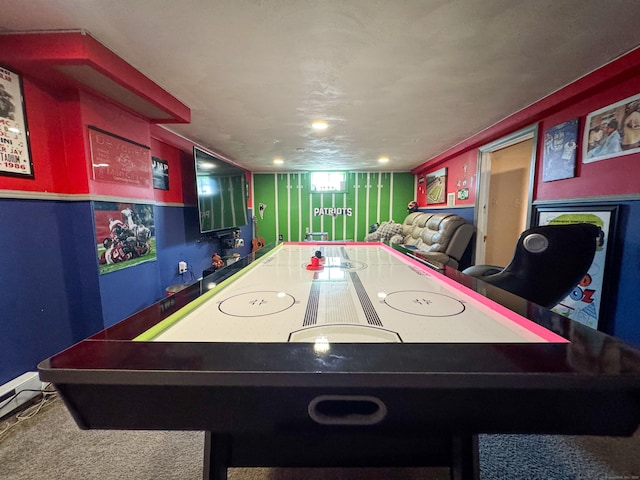 1589 Main St, East Hartford, CT 06108 - game room featuring a baseboard radiator and carpet flooring