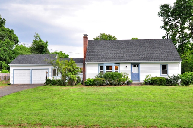 47 Westwood Dr, Simsbury, CT 06070 - new england style home with asphalt driveway, a chimney, a garage, and a front yard