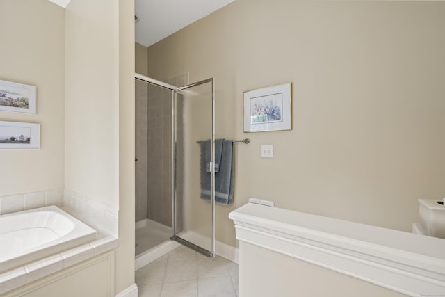 39 Emily Way Unit 39, West Hartford, CT 06107 - bathroom with a bath, a stall shower, and tile patterned flooring