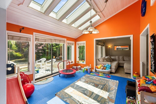 80 Tuckie Rd, Windham, CT 06280 - sunroom / solarium with a skylight, lofted ceiling, and wood ceiling