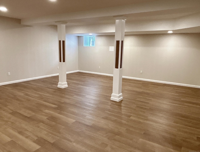 2125 Shepard Ave, Hamden, CT 06518 - basement with wood finished floors and recessed lighting