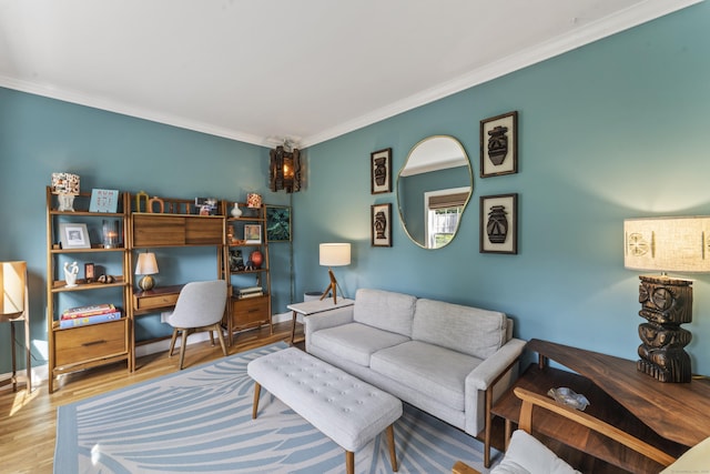233 Ichabod Rd, Southbury, CT 06488 - living room featuring ornamental molding, wood finished floors, and a desk