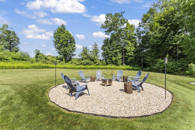 233 Ichabod Rd, Southbury, CT 06488 - view of grassy yard featuring an outdoor fire pit