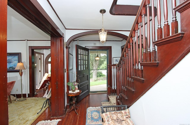 1 Best View Rd, Waterford, CT 06375 - foyer featuring wood finished floors, stairway, and arched walkways