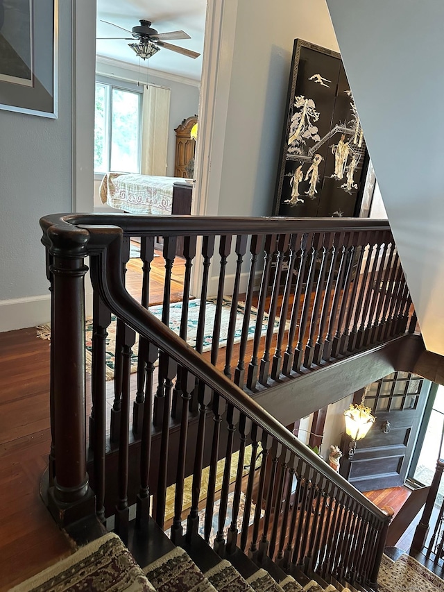 1 Best View Rd, Waterford, CT 06375 - stairs with wood finished floors and ceiling fan