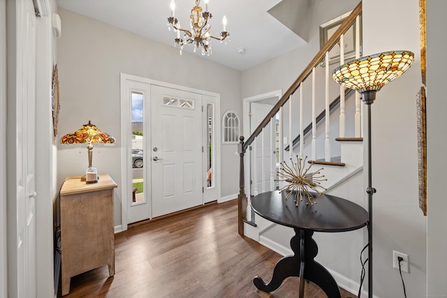 31 Old Oak Ct, Southington, CT 06489 - entrance foyer featuring wood finished floors, a chandelier, and stairway