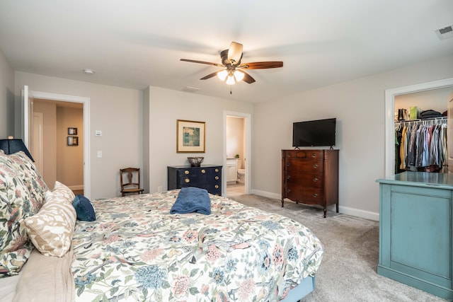 21 Hendricks Ln, Simsbury, CT 06070 - bedroom featuring light carpet, a ceiling fan, and connected bathroom