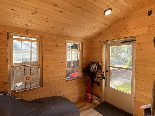 28 Union St, Plymouth, CT 06786 - bedroom with lofted ceiling, wooden walls, light wood finished floors, and wooden ceiling