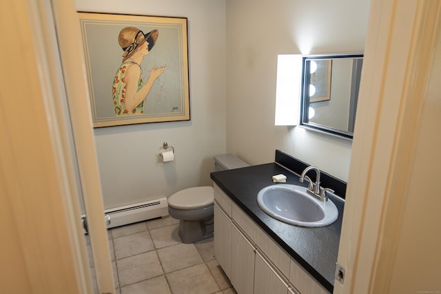 472 Saw Mill Rd, Guilford, CT 06437 - half bath featuring baseboard heating, vanity, and tile patterned flooring