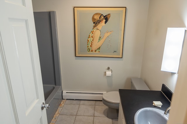 472 Saw Mill Rd, Guilford, CT 06437 - bathroom with a baseboard radiator, vanity, and tile patterned floors