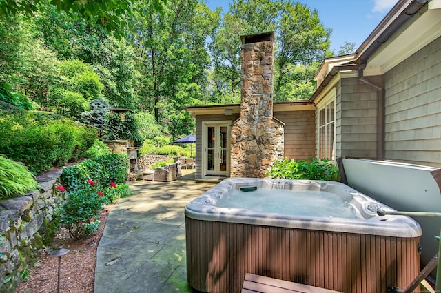 66 Little Brook Rd, Wilton, CT 06897 - view of patio featuring a hot tub