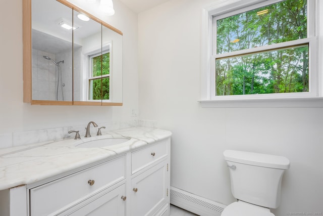254 W Ave, Darien, CT 06820 - full bathroom with baseboard heating, vanity, and a shower