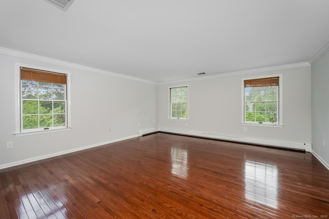 254 W Ave, Darien, CT 06820 - spare room featuring baseboard heating, healthy amount of natural light, hardwood / wood-style floors, and crown molding