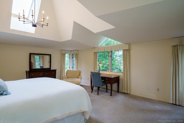 19 Money Point Rd, Stonington, CT 06355 - carpeted bedroom with lofted ceiling and a chandelier