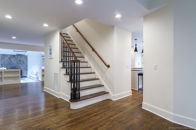19 Money Point Rd, Stonington, CT 06355 - stairs featuring wood finished floors and recessed lighting