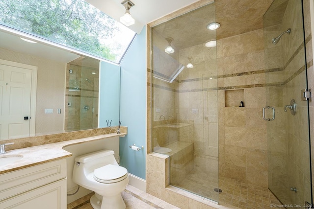 19 Money Point Rd, Stonington, CT 06355 - bathroom featuring vanity, a shower stall, and tile patterned floors