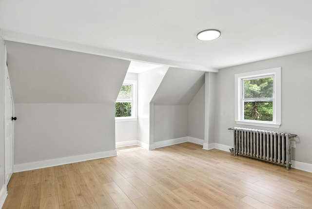 780 Park Ave, Windsor, CT 06095 - additional living space featuring radiator heating unit, light wood finished floors, and vaulted ceiling