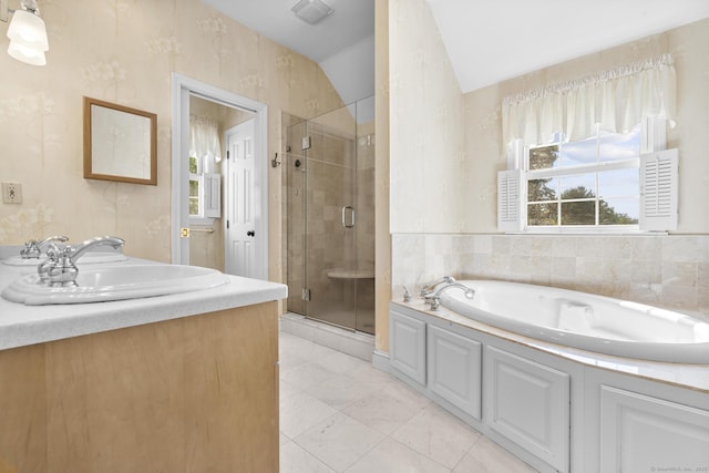50 Middlebrooks Ave, Trumbull, CT 06611 - bathroom with a shower stall, a garden tub, and vanity