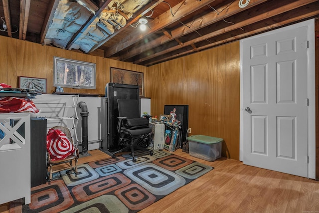 34 Fleming Ct, Groton, CT 06340 - recreation room with wood walls, wood finished floors, and a desk