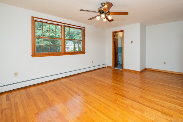 198 N Timber Ln, Cheshire, CT 06410 - spare room with a baseboard heating unit, light wood-style flooring, and ceiling fan