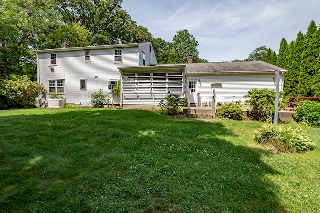 198 N Timber Ln, Cheshire, CT 06410 - back of house with a chimney and a yard
