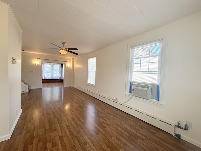 3 Mountain View Ave, Enfield, CT 06082 - unfurnished room featuring wood finished floors, a baseboard heating unit, cooling unit, and ceiling fan