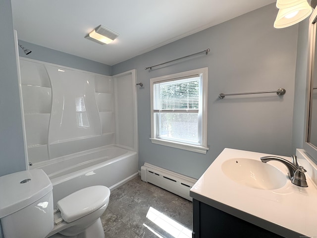3 Mountain View Ave, Enfield, CT 06082 - full bathroom featuring baseboard heating, vanity, and tub / shower combination