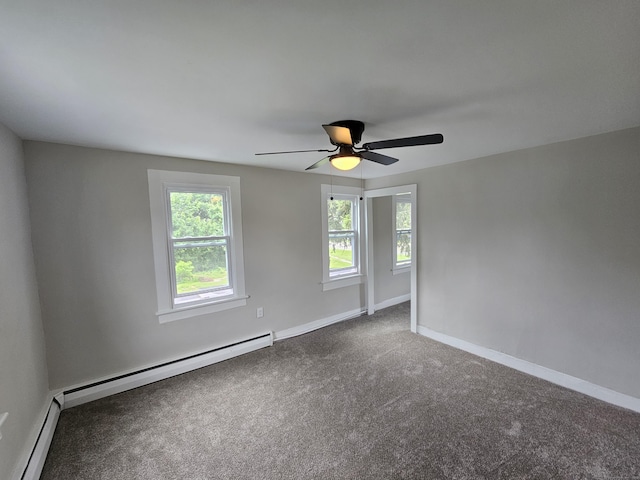 24 Lake Ave, Danbury, CT 06810 - carpeted spare room with baseboard heating, a baseboard heating unit, and a ceiling fan