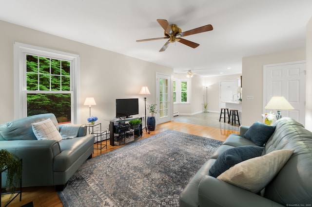 15 Tisbury Rd, Old Lyme, CT 06371 - living room with ceiling fan and wood finished floors