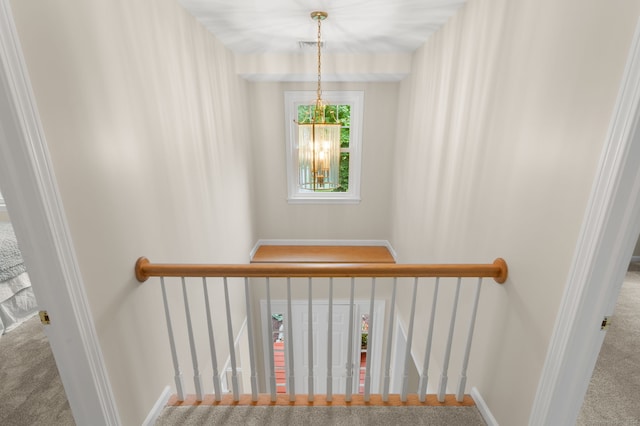 15 Tisbury Rd, Old Lyme, CT 06371 - stairway featuring carpet flooring and baseboards