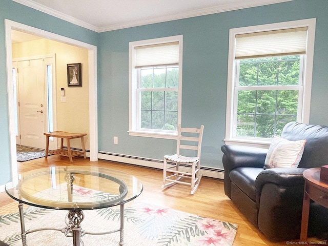 1040 Purchase Brook Rd, Southbury, CT 06488 - living area with crown molding, light wood-style flooring, and plenty of natural light