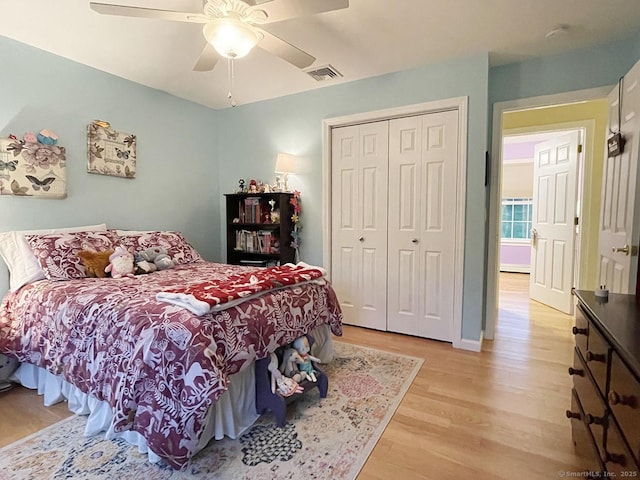 1040 Purchase Brook Rd, Southbury, CT 06488 - bedroom featuring light wood-style flooring, a closet, and ceiling fan
