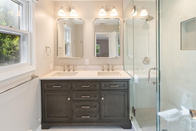 59 Judith Dr, Danbury, CT 06811 - bathroom with double vanity and a shower stall