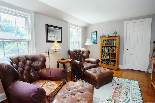 23 Mountain View Dr, West Hartford, CT 06117 - living area with wood finished floors and lofted ceiling