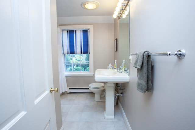 23 Mountain View Dr, West Hartford, CT 06117 - bathroom with baseboard heating and tile patterned flooring