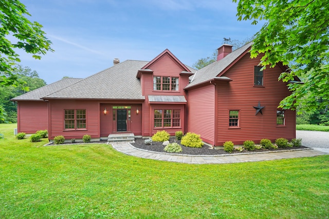 168 Sunset Hill Rd, Redding, CT 06896 - view of front of property featuring a chimney and a front lawn